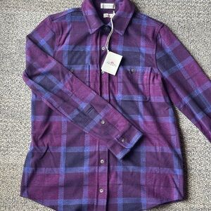 Faherty Women's Purple and Blue Plaid Button Down Shirt